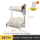 New 304 Stainless Steel Double/Three Tier Plate Rack Kitchen Shelf Rack Drying Drain Storage Plate Dish Rack Holders Tool Organizers