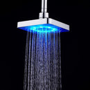 360 Adjustable 6 Inch LED Light Square Rain Shower Head Stainless Steel 3 Color Changing Temperature Control Bathroom Showerhead