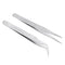 2pcs Mini Stainless Steel Tweezer Straight and Elbow Head Tweezer