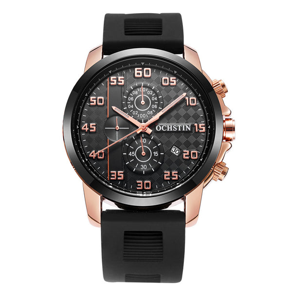 OCHSTIN GQ080 Bussiness Style Male Wristwatch Silicone Band Analog Sport Quartz Watch