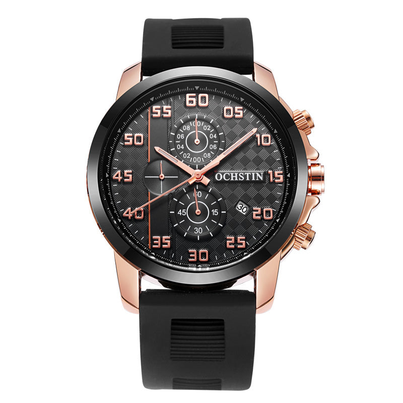 OCHSTIN GQ080 Bussiness Style Male Wristwatch Silicone Band Analog Sport Quartz Watch