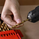 Drillpro 29Pcs 1/16 to 1/2 Inch Titanium Coated HSS Twist Drill Bit Set with Plastic Box for Wood Plastic Aluminum Copper