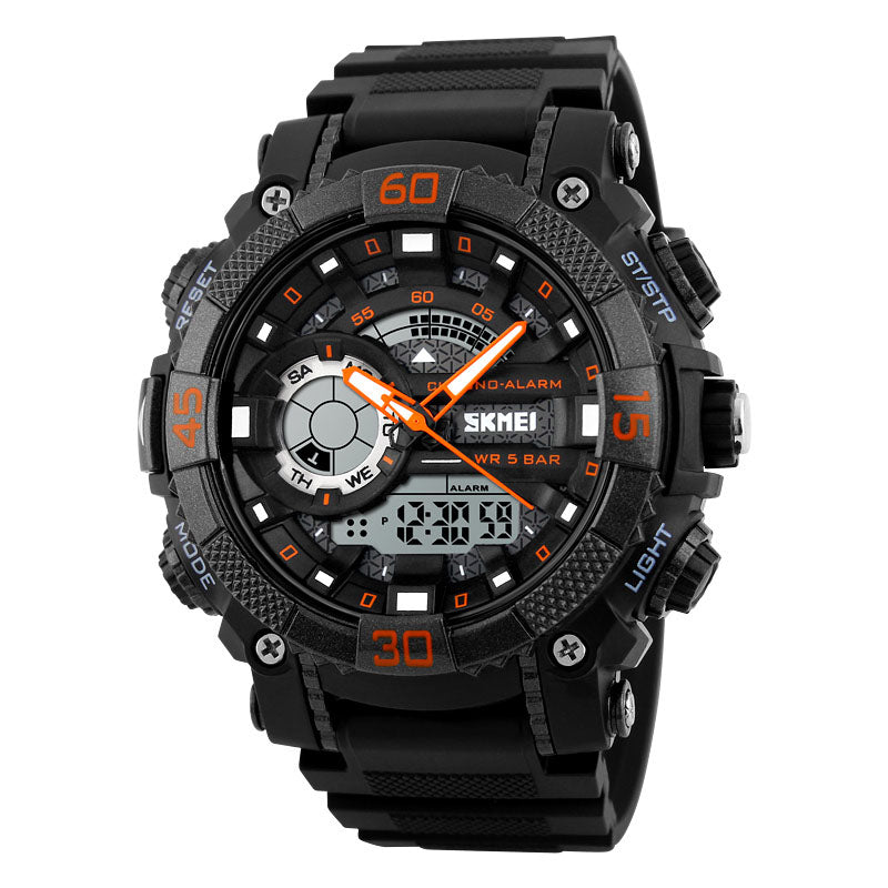 SKMEI 1228 Dual Display Multifunction Digital Quartz 50M Waterproof Chronograph LED Watch