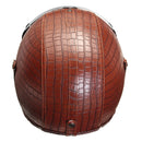 3/4 Face Mask PU Leather Motorcycle Helmet M/ L/ XL Visor Alligator skin Pattern