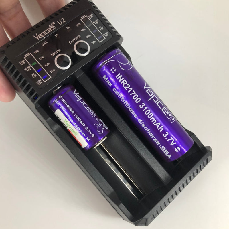Vapcell U2 2A Battery Charger Smart USB Charger For Li-ion / Lifepo4 / Ni-MH / Ni-Cd AAA AAAA C D Battery Charging