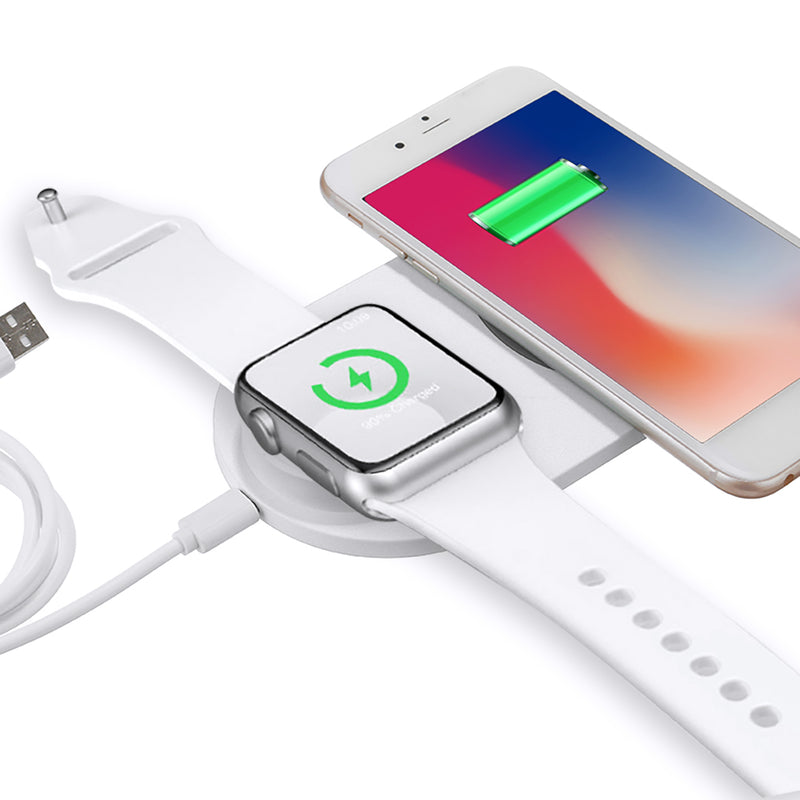 2 In 1 10W Wireless Charger Phone Charger Watch Charger Fast Charging for Qi-enabled Smart Phone for iPhone for Samsung Xiaomi Apple Watch Series