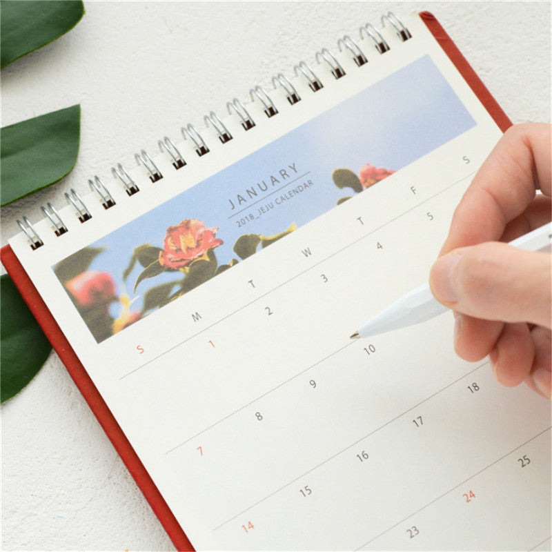 2018 Desk Standing Calendar JeJu Island Sightseeing Monthly Agenda Planner School Office Supplies