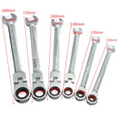 DANIU Flexible Pivoting Head Ratchet Combination Spanner Wrench Garage Metric Tool 6 Size