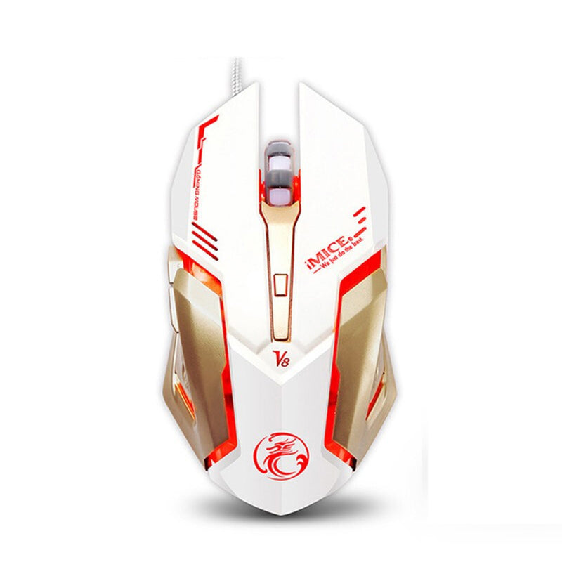 IMICE V8 USB Wired RGB Gaming Mouse 4000DPI Macro Programming 6D Optical Mechannical Computer Gamer Mouse for Laptop PC Computer