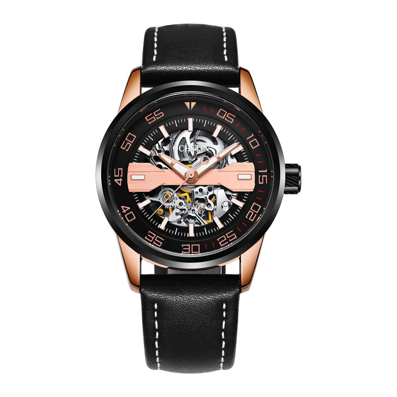 OCHSTIN 62002 Automatic Mechanical Watch Business Style Leather Strap Men Watches