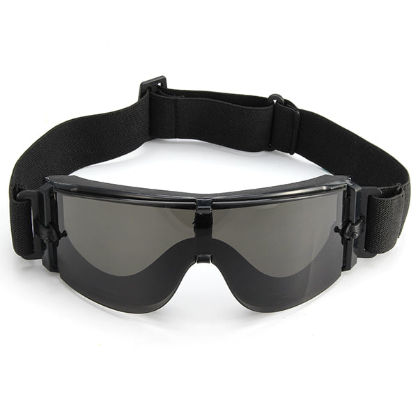 A Set 3 Lens Anti Shock Bulletproof CS Goggles Outdoor Shooting Anti-UV Glasses