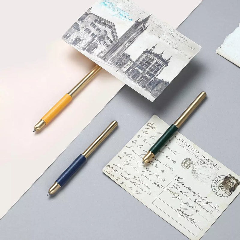 EY-PRODUCTS Time Cow Leather Brass Signing Pen Smooth Writing Pen from XIAOMI YOUPIN