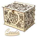 DIY Wedding Gift Card Box Wooden Money Box with Lock Beautiful Decor Supplies for Birthday Party