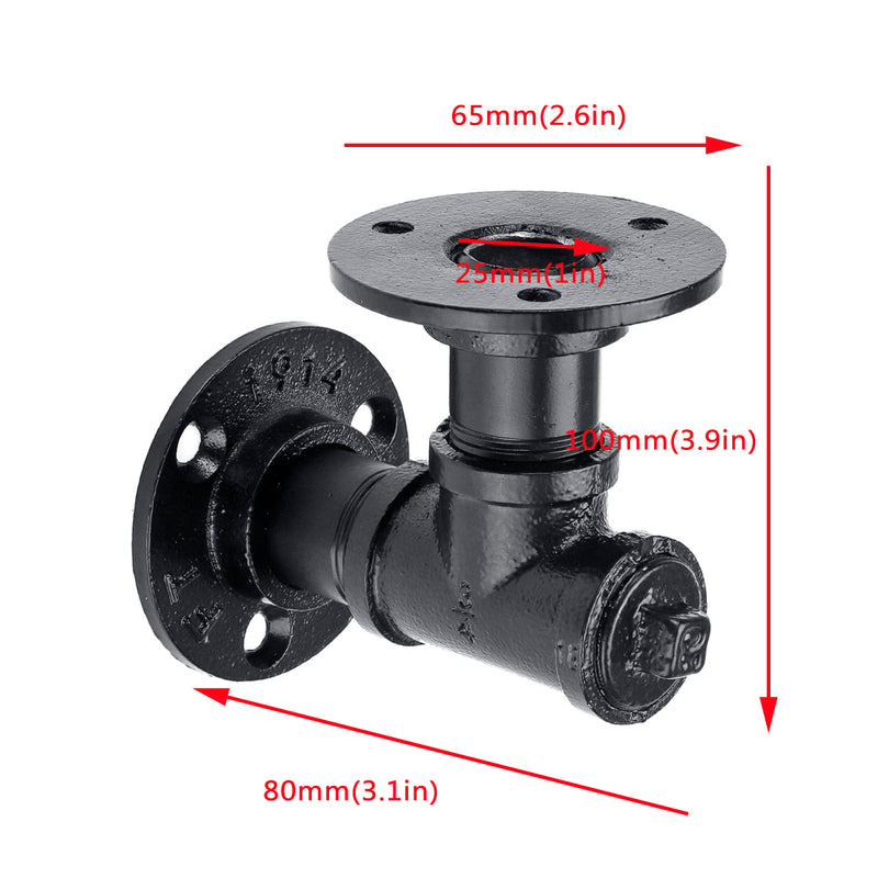 1 Pair of DN20 Steel Pipe Shelf Bracket Holder 100/150/200/240mm DIY Pipe Shelf Bracket