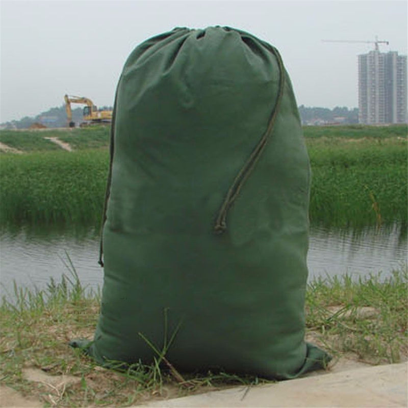Canvas Drawstring Large Bag Pouch Clothes Dark Green Storage Home Laundry Pack