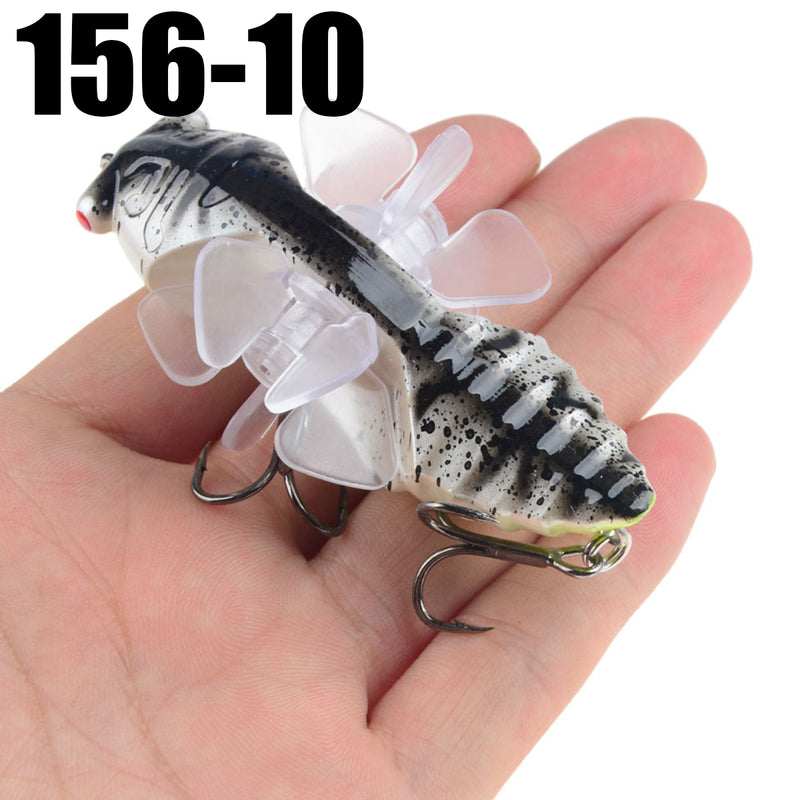 ZANLURE 1PSC 7.5cm Artificial Bait Fishing Lure Insect Rotating Wings Swimbait Fishing Hook