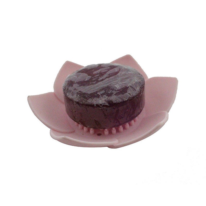 Soap Dish Silicone Box Storage Plate Drain Holder Flower Shape Bathroom Shower