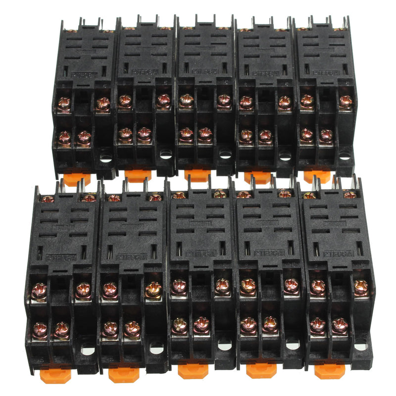 10 Set Coil Power Relay LY2NJ 12V DC DPDT 8 Pin HH62P JQX-13F With Socket Base
