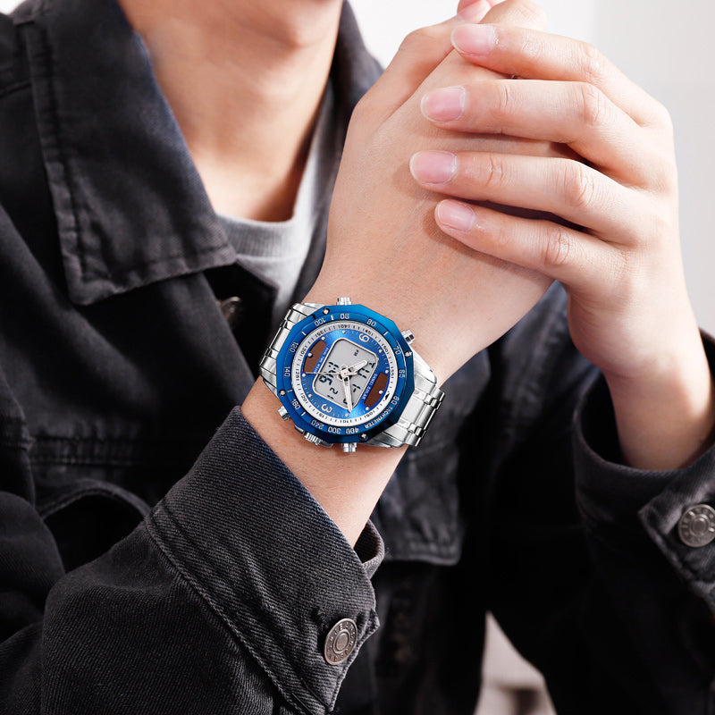 SKMEI 1493 Fashion Men Digital Quartz Watch 3ATM Waterproof Luminous Display Dual Display Watch