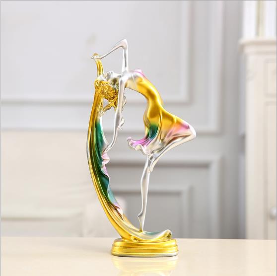 Elegant Dancing Girl Decoration Resin Art Deco Sculpture Abstract Statue Decorations