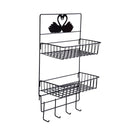 2 Layers Adhesive Wall Shelf Iron Keys Hanging Storage Rack Home Kitchen Door Organizer