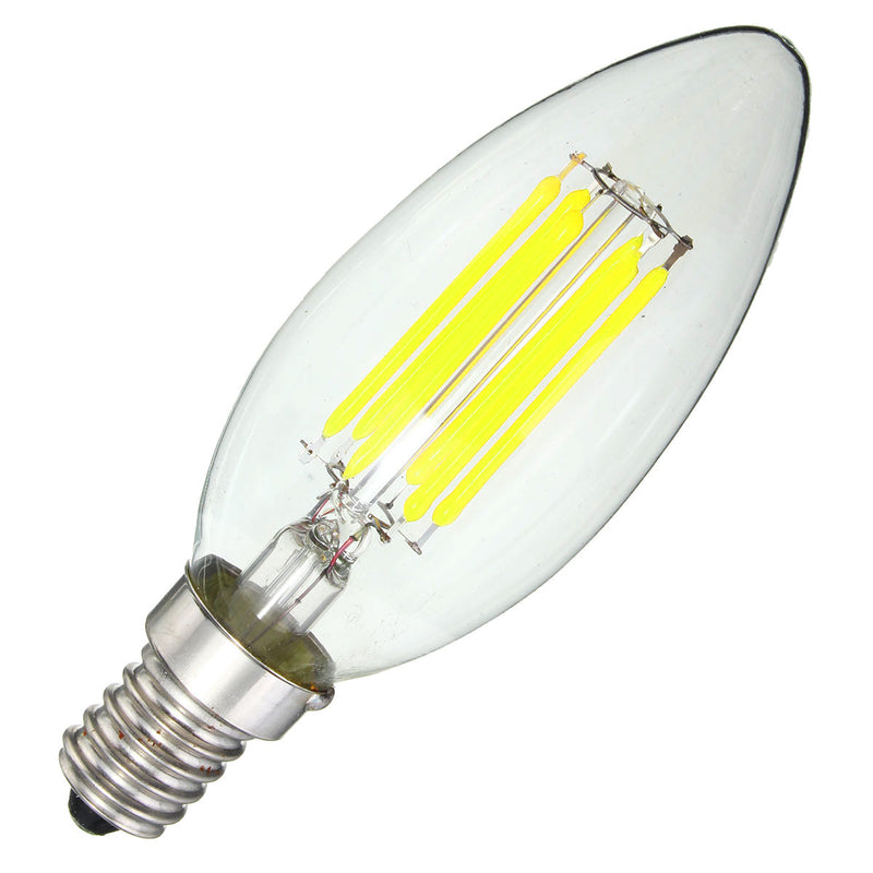 Dimmable E14 6W COB 600Lm Edison Filament Bulb LED Light Candle AC 110V