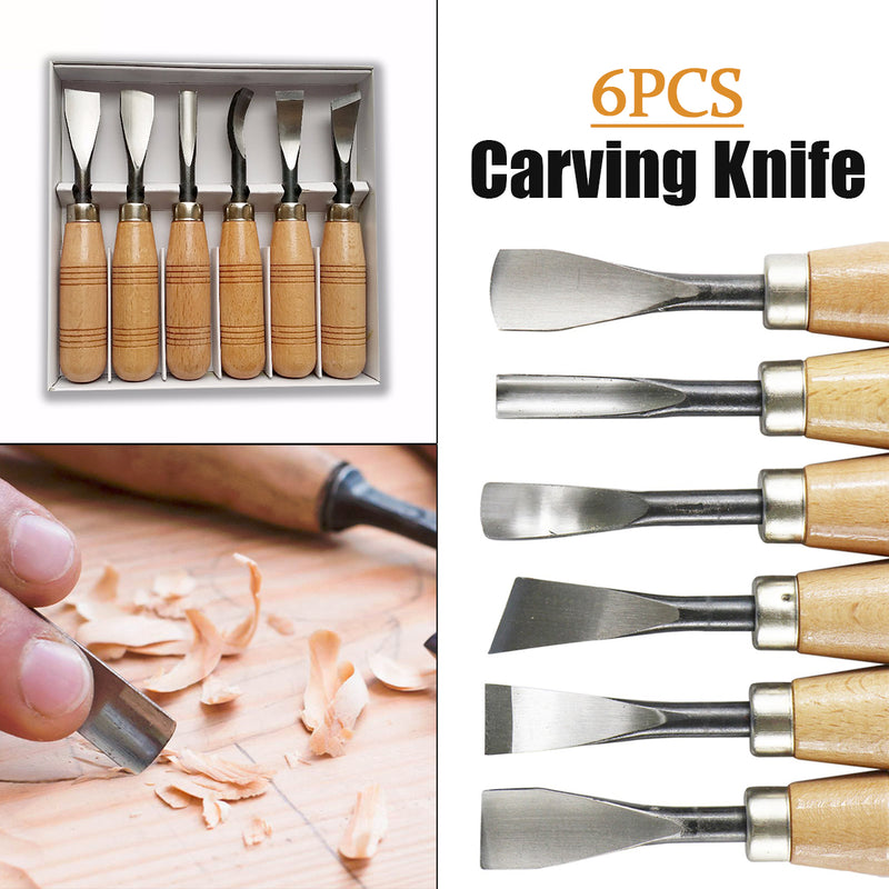 6pcs Professional Wood Carving Tools Kit Woodworking Craft Chisel Hand