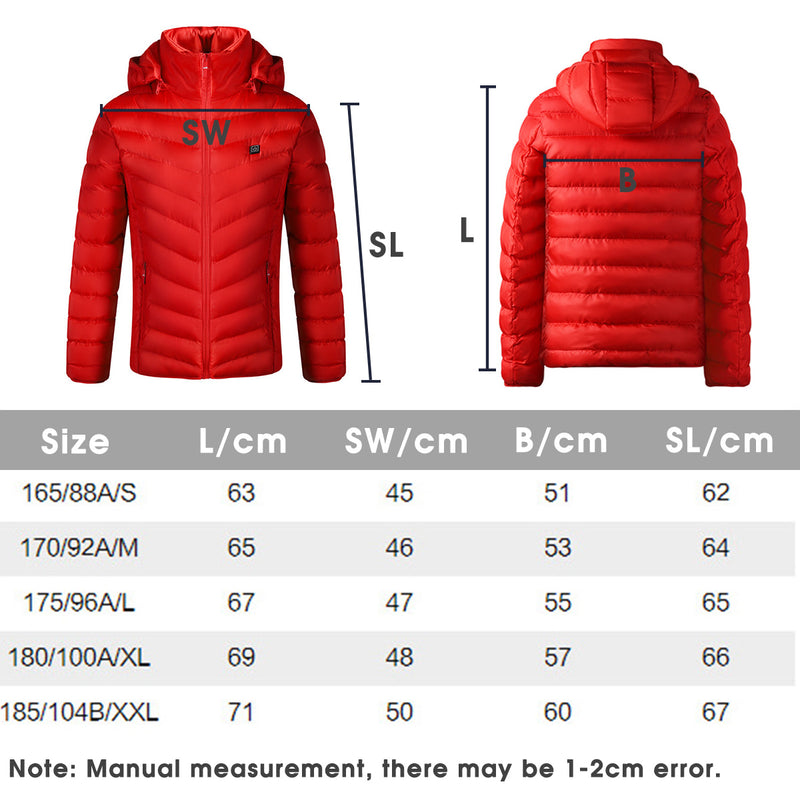 Electric Battery USB Rechargable Heating Heated Coats Jacket Winter Warm For Men Female
