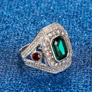 European And American Alloy Inlaid Satellite Stone White Diamond Silver Plated Ring