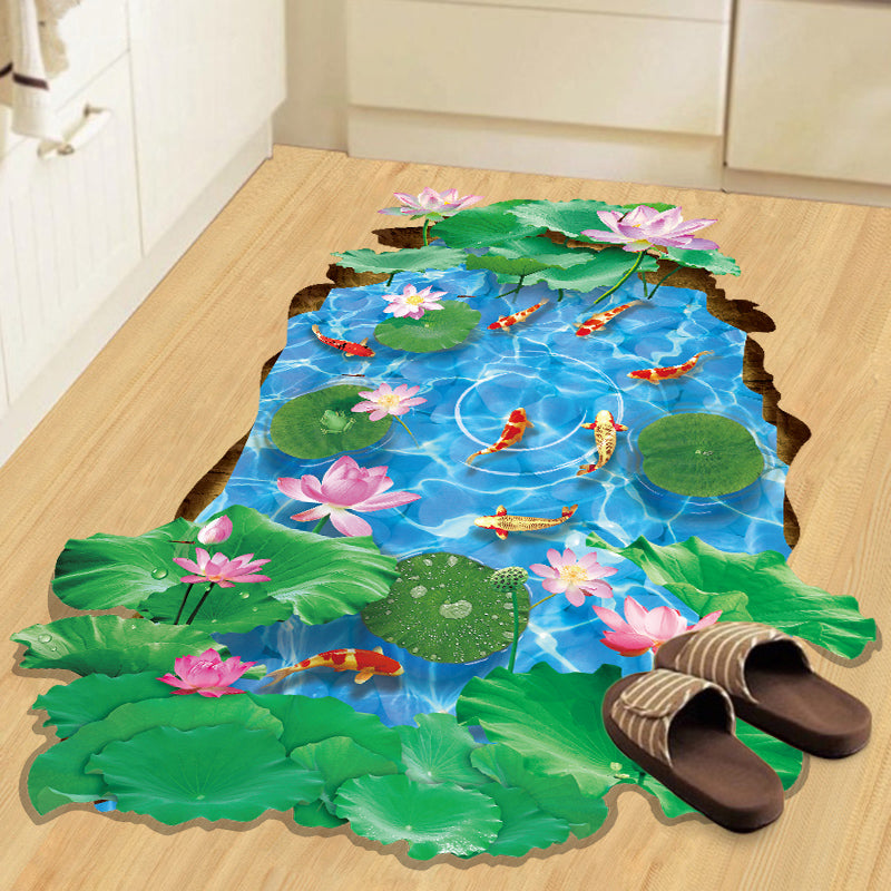 Miico Creative 3D Goldfish Lotus Pond PVC Removable Home Room Decorative Wall Floor Decor Sticker