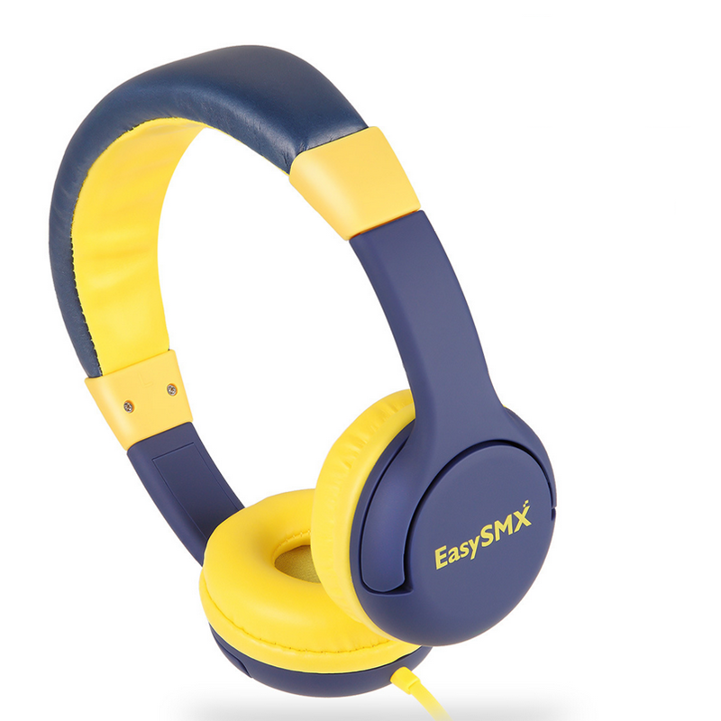 EASYSMX KM-666 Omnidirectional 3.5mm + USB Wired Headphone 85dB Volume Yellow for Children Student