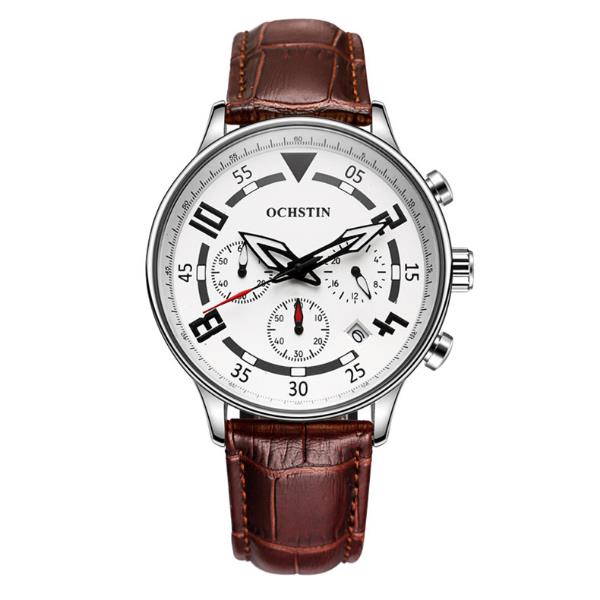OCHSTIN 6050G Fashion Men Quartz Watch Luxury Leather Strap Sport Watch