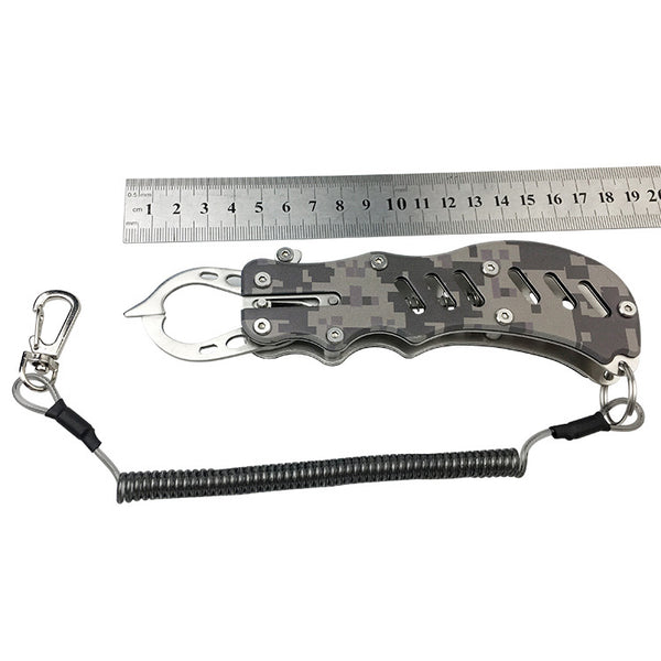 ZANLURE 304 Stainless Steel Camouflage Fish Pliers Fishing Gripper Fish Tackle Outdoor Portable Fishing Tool-Grey/Green