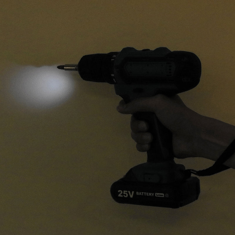 25V Rechargable Lithium Power Dirlls Cordless Electric Drill 2 Speed Adjustment LED Lighting Screw Driver Tool With 1 Or 2 Batteries