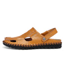 Leather Hollow Men Sandals Slippers Summer Casual Beach Light Weight Soft Breathable Durable