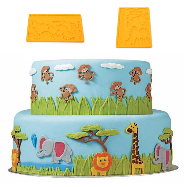 3D Lace Zoo Silicone Embossing Mould Animal Jungle World Fondant Cake Mold
