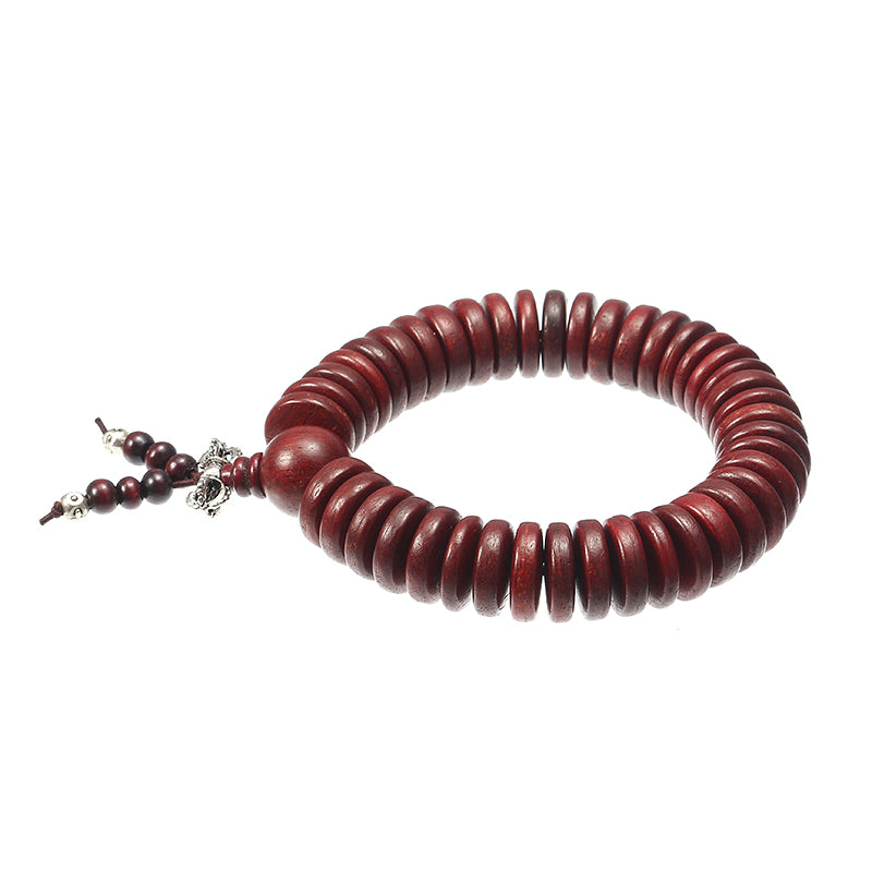 Natural Siam Rosewood Beads Buddha Bead Elastic Bracelet for Women Men