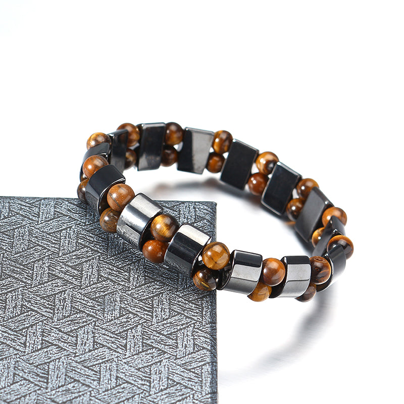 Simple Style Black Magnet Stone Chain Tiger's Eye Beads Health Care Bracelet for Men Women