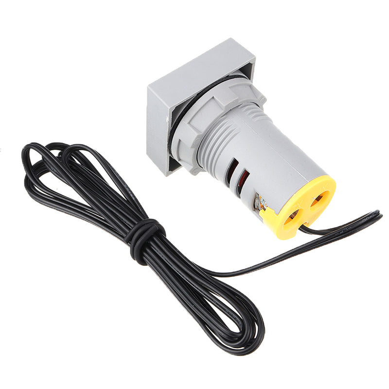 10pcs Mini Crystal Film Square Yellow LED Digital Thermometer Signal Light AC 50-380V 220V Temperature Meter Indicator Range -20-200 with 1m Sensor