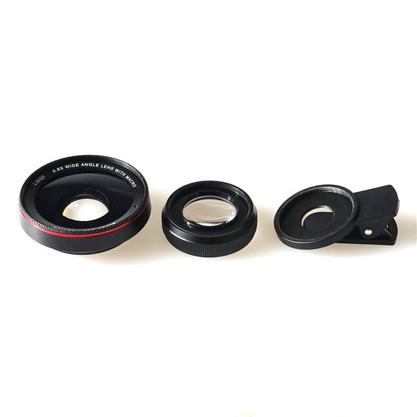 LIEQI LQ-025 2-In-1 Lens Kit 0.6X Wide Angle+15X Macro Camera Lens With Universal Clip