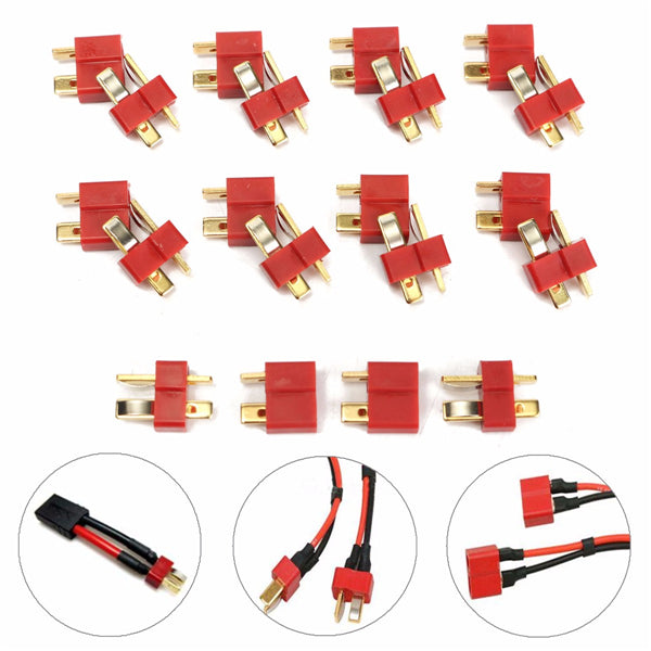 Excellway DC 012 20pcs T Plug Male & Female Connectors Deans Style For RC LiPo Battery
