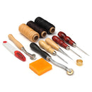 13pcs Wood Handle Leather Craft Tools Kit Leather Hand Sewing Tool Punch Cutter DIY Set