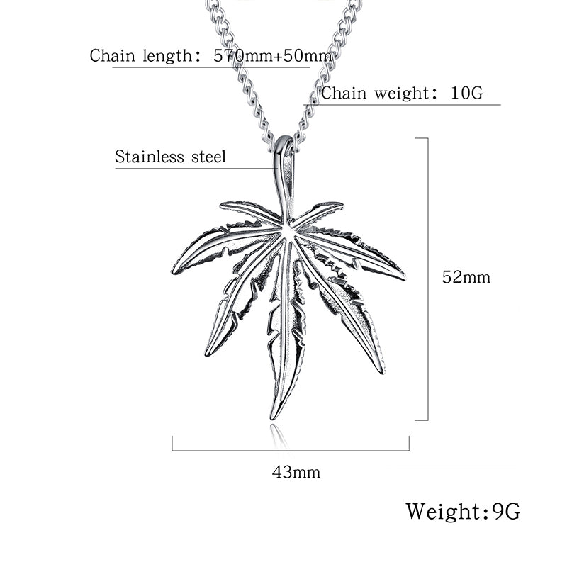 Creative Tree Hemp Maple Leaf Pendant Titanium Steel Male Necklace