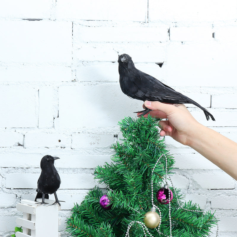 Raven Halloween Party Crow Bird Decorations Prop Stuffed Feather Blackbird Decor
