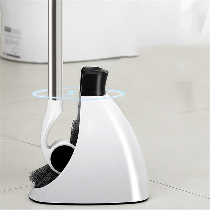 Stainless Steel Handle Toilet Brush Holder Floor-standing Cleaning Brushes Head with Magnet Base Bathroom Accessories Set