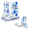 1Pair PVC Reusable Rain Shoe Covers Non-slip Boots Thicken Soles Raincoats Impermeable Blue Plum Flower Overshoes