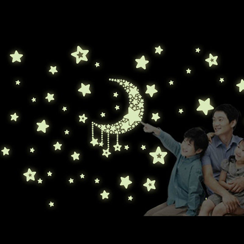 Miico Luminous Star and Moon Creative PVC Wall Sticker Home Decor Mural Art Removable Wall Decals