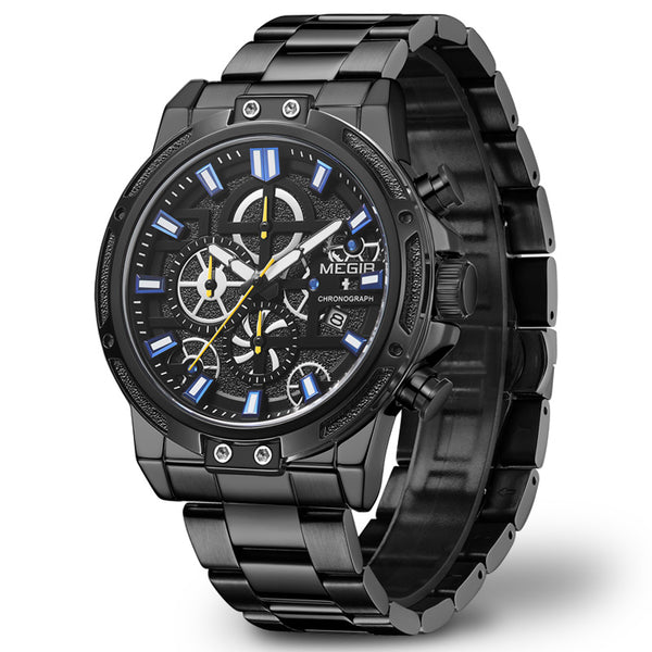 MEGIR 2108 Luxury Big Dial Chronograph Business Style Stainless Steel Men Watch Quartz Watch