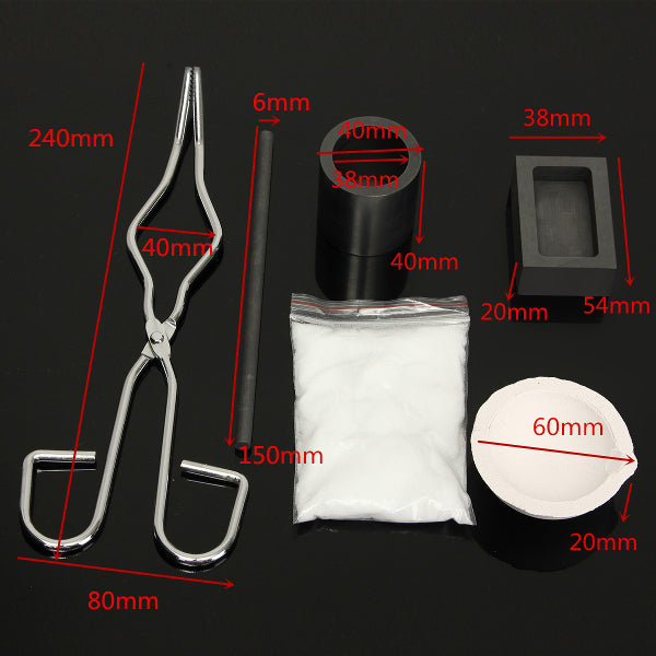 6Pcs Gold Silver Crucible Melting Borax Tongs Rod Graphite Ingot Mold Casting Kits