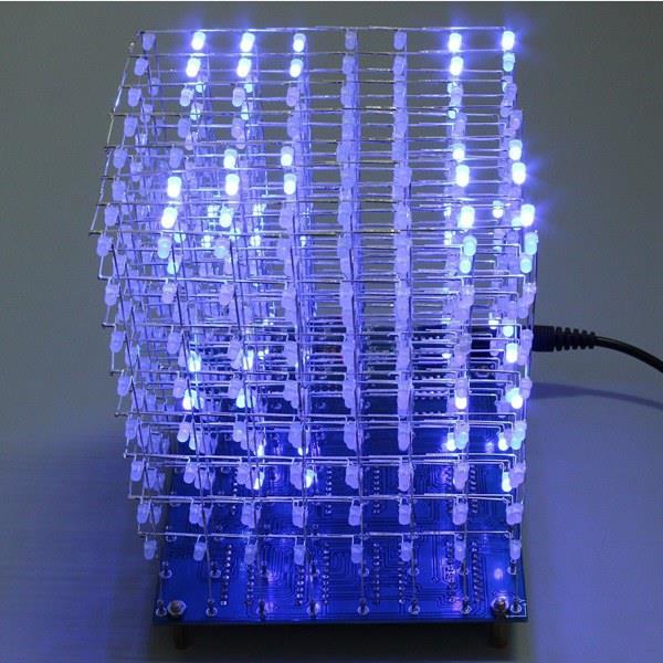 Geekcreit 8x8x8 LED Cube 3D Light Square Blue LED Flash Electronic DIY Kit